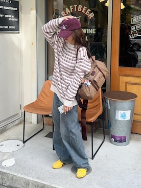 「Onitsuka Tiger（オニツカタイガー）のアイテム（イエロー系）」を使った、senaさん（レディース・158cm）の秋コーディネート