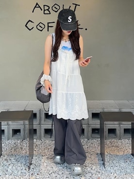 「アイテム（カーゴパンツ）」を使った、senaさん（骨格ウェーブ・レディース・158cm）の夏コーディネート