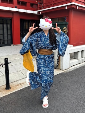 「アイテム（浴衣）」を使った、senaさん（レディース・158cm）の夏コーディネート