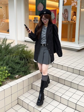 「アイテム（ハンチング/ベレー帽）」を使った、senaさん（レディース・158cm）の秋コーディネート