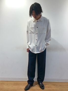 「ネイビー×ホワイト」｜「アイテム（その他シューズ）」を使った、まささん（メンズ・171cm）の冬コーディネート