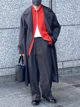 「WYM LIDNM（ウィム バイ リドム）のアイテム（トレンチコート）」を使った、asahi011さん（メンズ・161cm）の冬コーディネート
