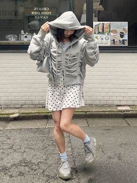 「HARE（ハレ）のアイテム（トップス）」を使った、meriさん（レディース・148cm）の春コーディネート