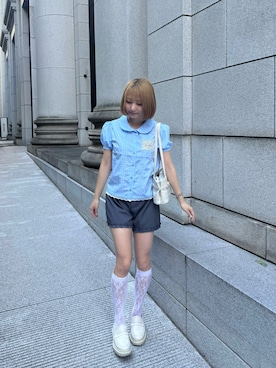 「アイテム（ローファー）」を使った、meroさん（レディース・148cm）の夏コーディネート