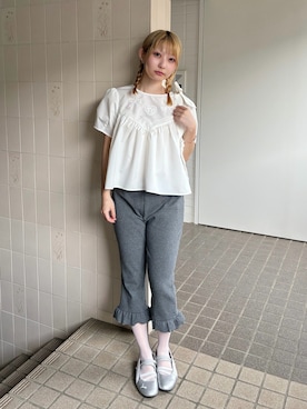 「PUMA（プーマ）のPUMA プーマ ウィメンズ SPEEDCAT BALLET METALLIC / スピードキャット バレエ メタリック スニーカー（スニーカー、グレー系）」を使った、meriさん（レディース・148cm）の夏コーディネート