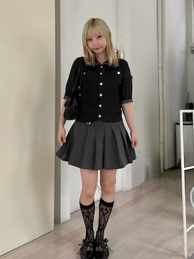 「HARE（ハレ）のアイテム（ニット/セーター、ブラック系）」を使った、meriさん（レディース・148cm）の夏コーディネート