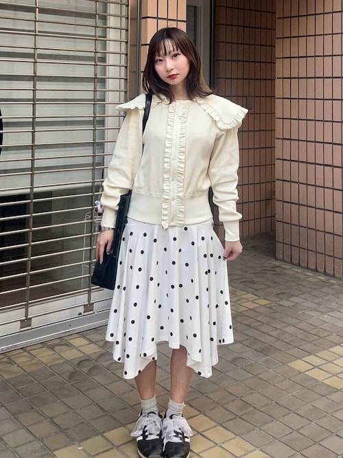 セール】sailor color frill rib cardigan / セーラーカラー