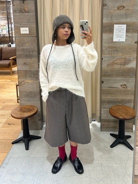 「アイテム（ニットキャップ/ビーニー）」を使った、miyuki koikeさん（レディース・156cm）の秋コーディネート