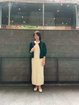 「URBAN RESEARCH ROSSO（アーバンリサーチロッソ）のストレートロングニットドレス（ワンピース、ホワイト系）」を使った、maiさん（レディース・164cm）の夏コーディネート