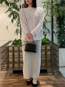 「URBAN RESEARCH ROSSO（アーバンリサーチロッソ）のペーパーヤーンニットプルオーバー（ニット/セーター、パープル系）」を使った、maiさん（レディース・164cm）の春コーディネート