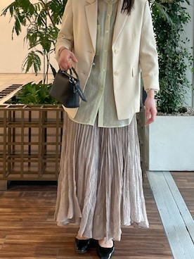 「URBAN RESEARCH ROSSO WOMEN（アーバンリサーチ　ロッソ）のリネンライクシングルテーラードジャケット（その他アウター、イエロー系）」を使った、maiさん（レディース・164cm）の春コーディネート