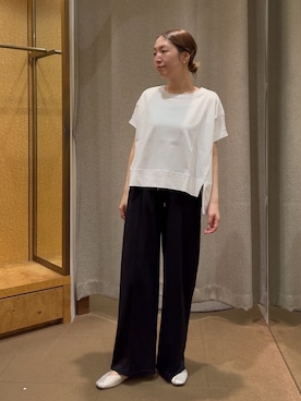 「Jena espace merveilleux（ジェナ　エスパスメルヴェイユ）の【お気に入り件数1万人突破！】ビッグ変形Tシャツ（Tシャツ/カットソー、ホワイト系）」を使った、つっちぃさん（レディース・168cm）の春コーディネート