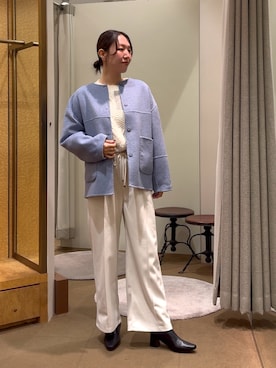 「アイテム（ノーカラージャケット）」を使った、つっちぃさん（レディース・168cm）の秋コーディネート