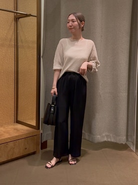 「Jena espace merveilleux(ジェナ エスパスメルヴェイユ)の【頑張らなくても様になる】グログラントロミパンツ(その他パンツ、ブラック系)」を使った、つっちぃさん(レディース・168cm)の夏コーディネート