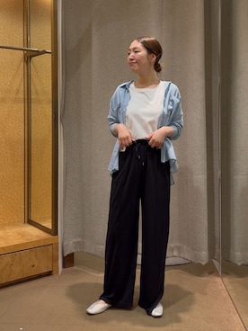 「Jena espace merveilleux（ジェナ　エスパスメルヴェイユ）の【お気に入り件数1万人突破！】ビッグ変形Tシャツ（Tシャツ/カットソー、ホワイト系）」を使った、つっちぃさん（レディース・168cm）の春コーディネート