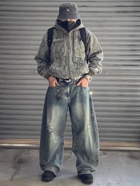 「HUF（ハフ）のアイテム」を使った、akitakoさん（メンズ・168cm）の冬コーディネート