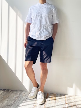 「白スニーカー」｜MONSIEUR NICOLEさん（メンズ・175cm）の夏コーディネート