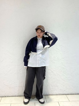 「アイテム（帽子）」を使った、園田愛さん（レディース・145cm）の夏コーディネート