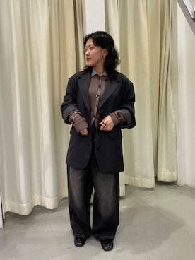 「KBF（ケイビーエフ）のバイカラーポロRIBニット（ニット/セーター）」を使った、園田愛さん（レディース・145cm）の秋コーディネート