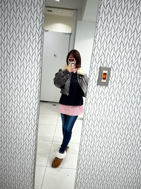 「アイテム（ライダースジャケット）」を使った、R。さん（レディース・149cm・20代）の秋コーディネート