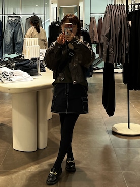 「アイテム（ライダースジャケット）」を使った、R。さん（レディース・149cm）の秋コーディネート