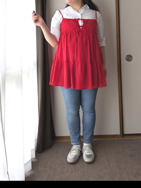「UNIQLO（ユニクロ）のアイテム（シャツ/ブラウス、ホワイト系）」を使った、chiroruさん（レディース・151cm）の春コーディネート