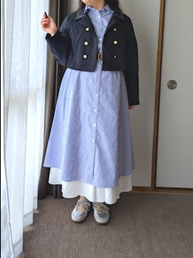 「GU（ジーユー）のアイテム（ワンピース/ドレス）」を使った、chiroruさん（レディース・151cm）の春コーディネート