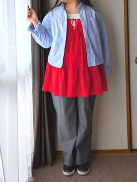 「GU（ジーユー）のアイテム（ワンピース/ドレス）」を使った、chiroruさん（レディース・151cm）の春コーディネート