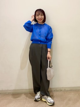 ポプリン ラップ ワイドパンツを使った人気ファッション