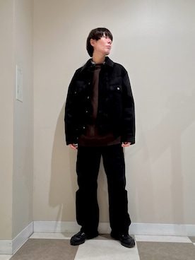 「アイテム（カバーオール）」を使った、komaさん（メンズ・173cm）の冬コーディネート