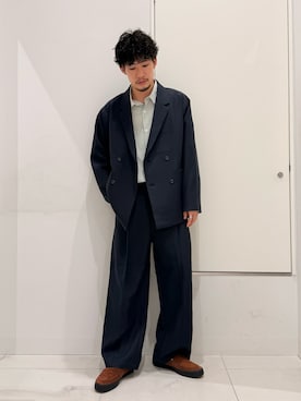 「SENSE OF PLACE by URBAN RESEARCH(センスオブプレイスバイアーバンリサーチ)の『イージーケア/撥水/静電気防止』SKINProofテーラードジャケット(その他アウター、ブルー系)」を使った、shinyaさん(メンズ・175cm)の秋コーディネート