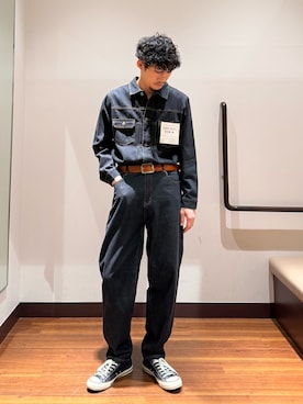 「アイテム（デニムジャケット、ブラック系）」を使った、shinyaさん（メンズ・175cm）の秋コーディネート