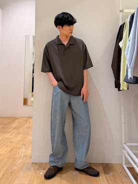 「SENSE OF PLACE by URBAN RESEARCH(センスオブプレイスバイアーバンリサーチ)のアソートバレルレッグデニムパンツ(デニムパンツ、ブルー系)」を使った、shinyaさん(メンズ・175cm)の夏コーディネート