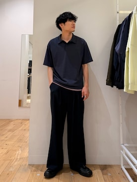 「SENSE OF PLACE by URBAN RESEARCH(センスオブプレイスバイアーバンリサーチ)の『速乾』ドライタッチ2タックワイドパンツ(その他パンツ、ブルー系)」を使った、shinyaさん(メンズ・175cm)の夏コーディネート