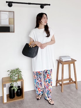 「花柄パンツ」｜mayuさん（レディース・158cm）の夏コーディネート