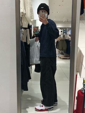 「アイテム（ニットキャップ/ビーニー）」を使った、マーティーさん（メンズ・160cm）の冬コーディネート
