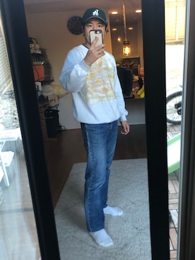 「HANES（ヘインズ）のアイテム（スウェット）」を使った、マーティーさん（メンズ・160cm）の冬コーディネート