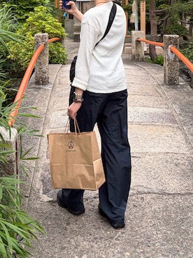 「無印良品（ムジルシリョウヒン）のアイテム（バッグ）」を使った、彗さん（レディース・157cm）の秋コーディネート