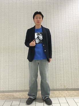「URBAN RESEARCH DOORS（アーバンリサーチドアーズ）のLIFE STYLE TAILOR　ライトメッシュイージージャケット（その他アウター、ブルー系）」を使った、栁 椋介さん（メンズ・172cm）の夏コーディネート