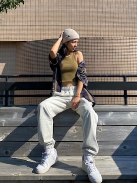 「Saturdays NYC（サタデーズ ニューヨークシティ ）のアイテム（スウェットパンツ）」を使った、Kiralyさん（レディース・165cm）の秋コーディネート