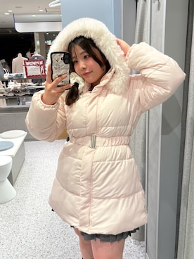 「ガーリーコーデ」｜「アイテム（ジャケット/アウター）」を使った、ainoさん（レディース・155cm）の冬コーディネート