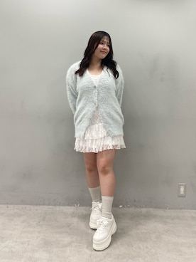 「OLIVE des OLIVE（オリーブデオリーブ）のサテンリボン厚底スニーカー（スニーカー）」を使った、ainoさん（レディース・155cm）の秋コーディネート