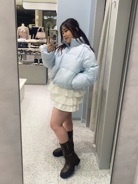 「アイテム（ダウンジャケット/コート）」を使った、ainoさん（レディース・155cm）の秋コーディネート
