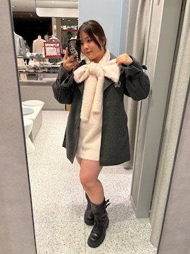 「ガーリーコーデ」｜「アイテム（ジャケット/アウター）」を使った、ainoさん（レディース・155cm）の冬コーディネート