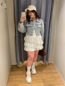 「OLIVE des OLIVE（オリーブデオリーブ）のアイテム（ジャケット/アウター）」を使った、ainoさん（レディース・155cm）の春コーディネート