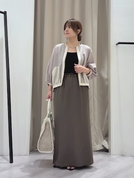 「Jena espace merveilleux(ジェナ エスパスメルヴェイユ)の異素材メッシュブルゾン(ベスト、ベージュ系)」を使った、monchankhさん(レディース・149cm)の夏コーディネート