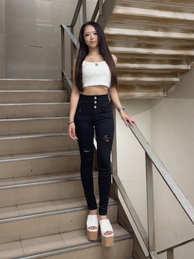 「GYDA（ジェイダ）のアイテム（キャミソール）」を使った、miyuさん（レディース・161cm）の夏コーディネート