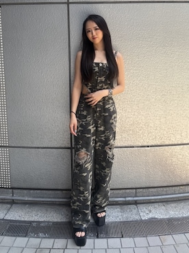「GYDA（ジェイダ）のBooster Bra top（ブラジャー、ブラック系）」を使った、miyuさん（レディース・161cm）の春コーディネート