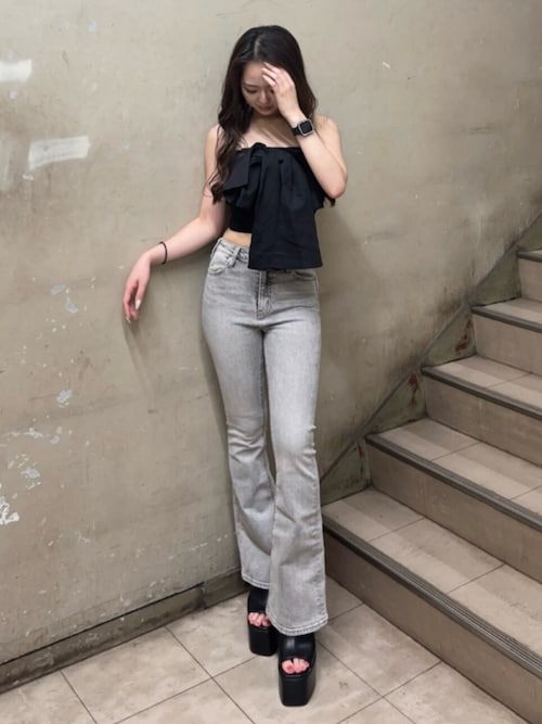 GYDA ハイウエストBASICフレアデニムパンツ　Sサイズ GYDA（ジェイダ）の「ハイウエストBASICフレアデニムパンツ