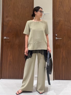 「GALLARDAGALANTE（ガリャルダガランテ）の【2.718】ナローバーサンダル（サンダル、ブラック系）」を使った、ggmichiiさん（レディース・168cm）の夏コーディネート